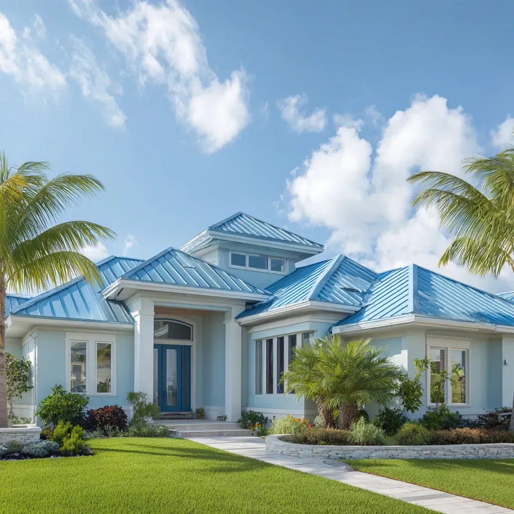 Energy-efficient metal roofing Lehigh Acres FL using reflective cool roof panels that reduce HVAC strain during Florida’s hot summers.