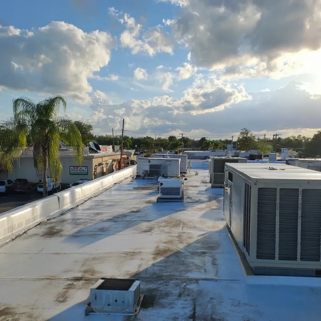 Commercial roof sealing Lehigh Acres FL prevents corrosion on metal rooftops, ensuring fire resistance and code compliance.