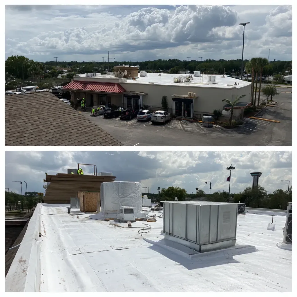 Cost-effective commercial flat roof installation Lehigh Acres FL with torch-down bitumen or roll-applied SBS base sheets.