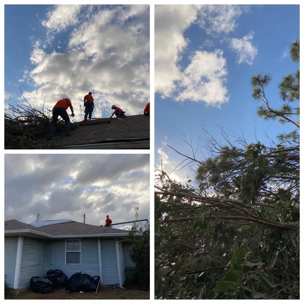 Downspout realignment, fascia water sealant, soffit vent cleaning, and gutter debris removal in Lehigh Acres FL.