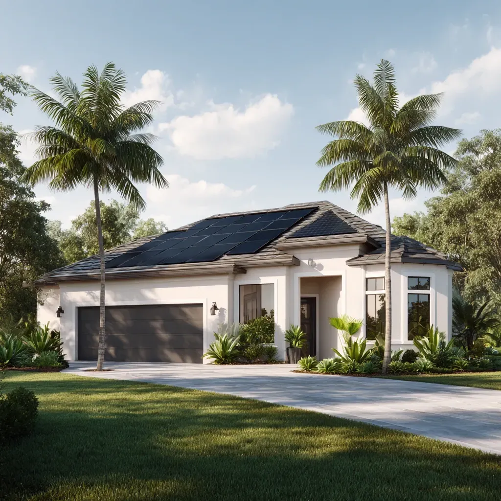 Residential solar roofing Lehigh Acres FL includes grid-tied photovoltaic shingle roofs and battery storage add-ons.