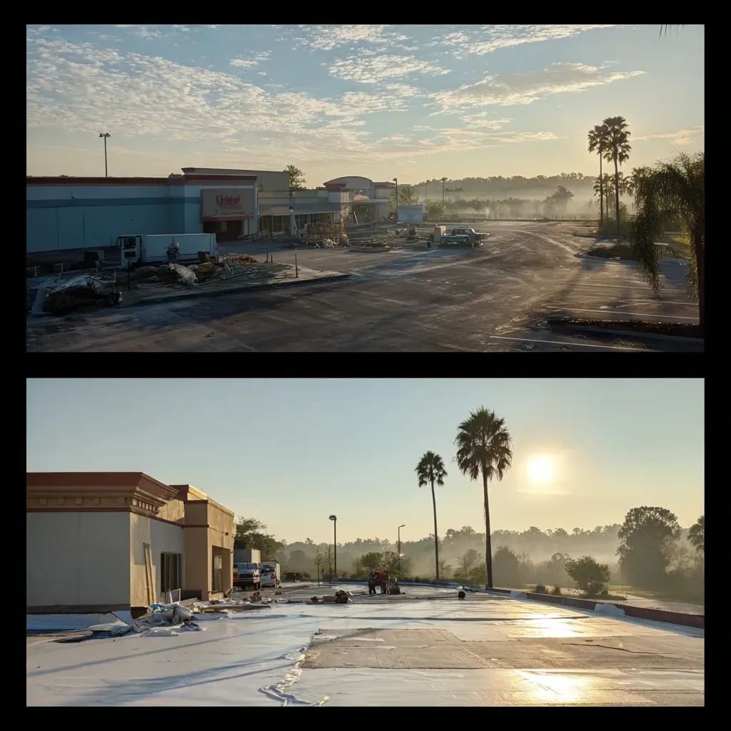 Quick-response commercial flat roof repair in Lehigh Acres FL with infrared moisture mapping and problem isolation.