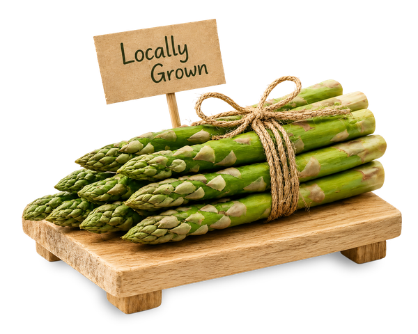 A nice little bunch of Asparagus. There's even a little sign to let ya know it's locally grown!