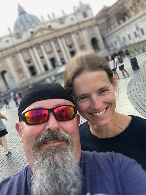 Freelance web designer Jonathan and his wife in Rome.
