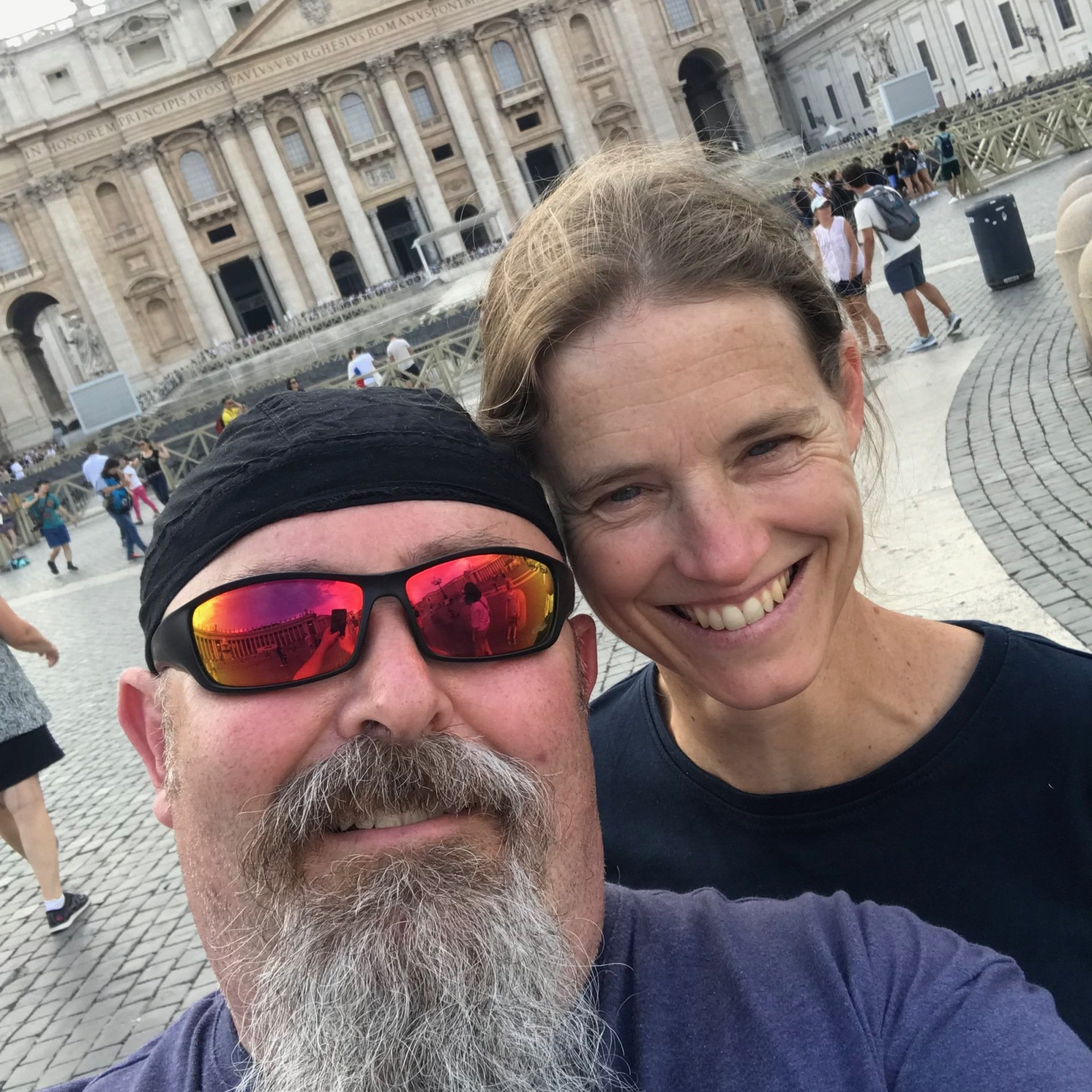 Freelance web designer Jonathan and his wife in Rome.
