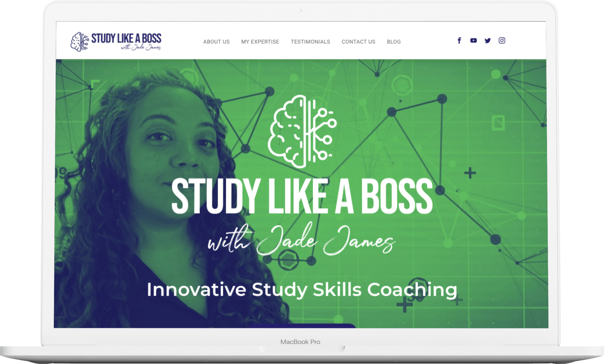 Study Like a Boss website displayed on a Macbook Air