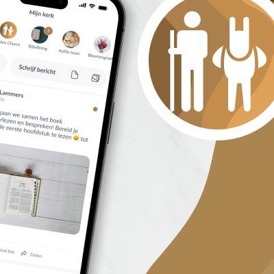 Logo donkey mobile op een kerk app tijdlijn
