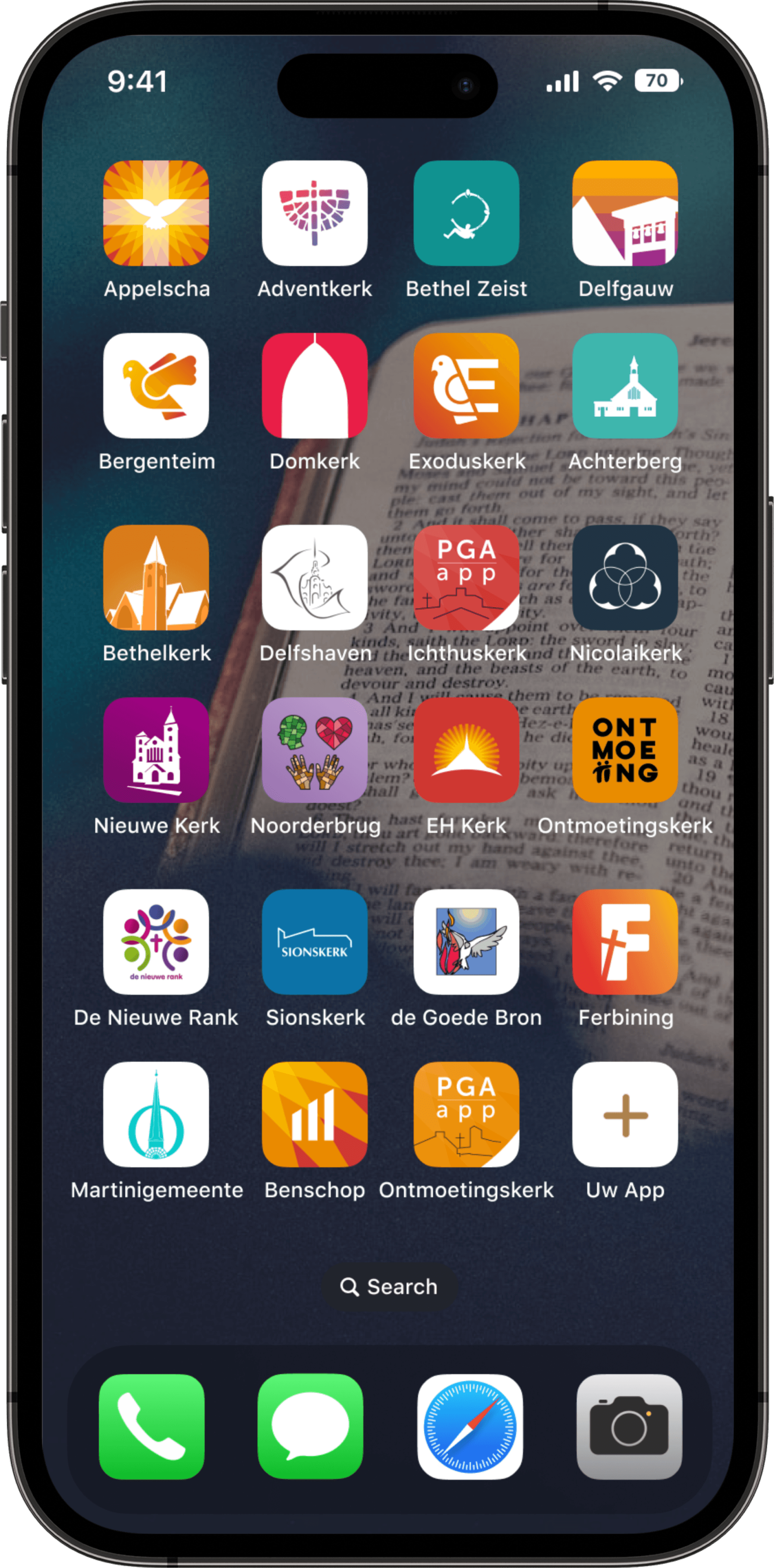 Verschillende iconen van kerkapps van Donkey Mobile