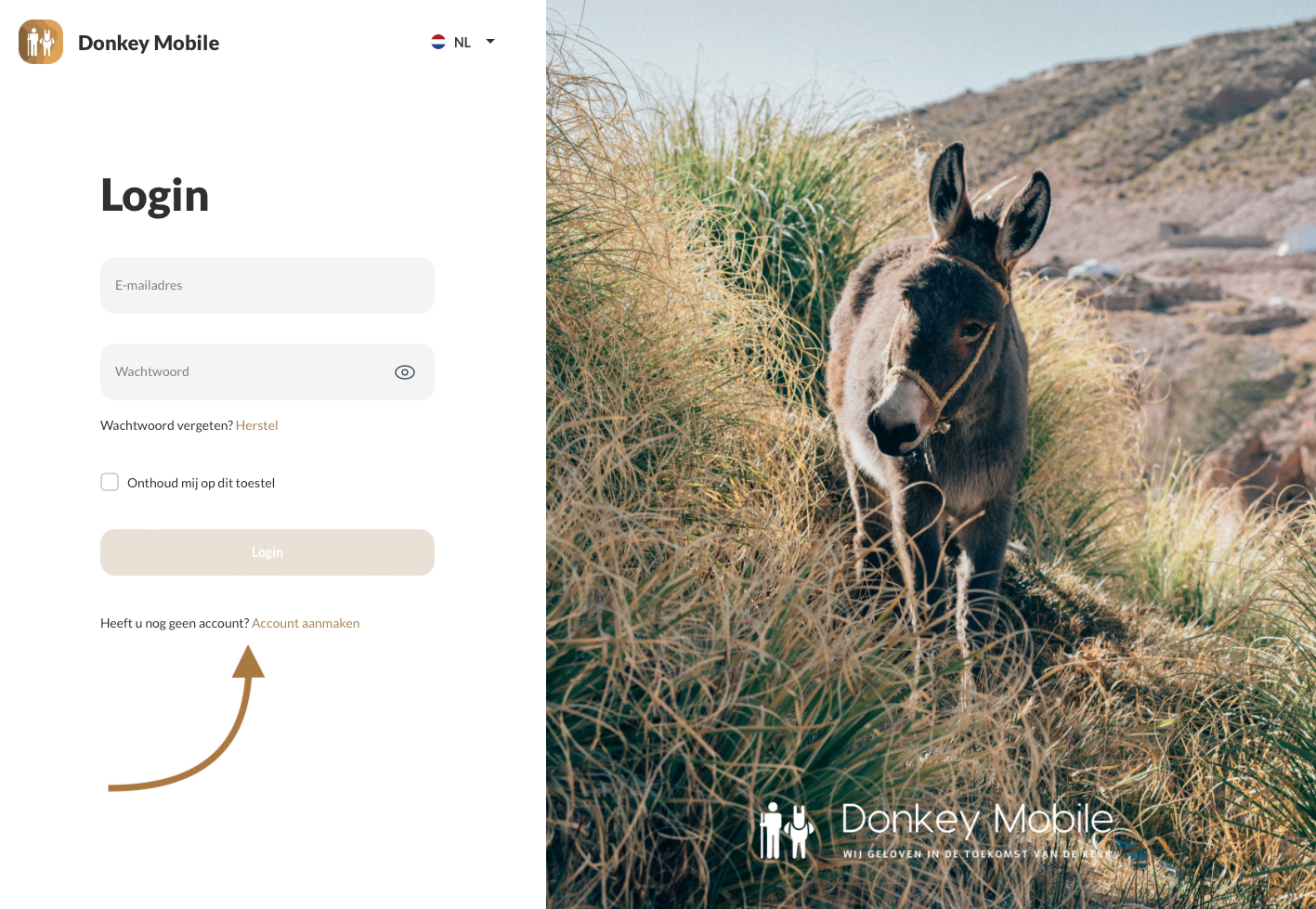 login pagina donkey mobile
