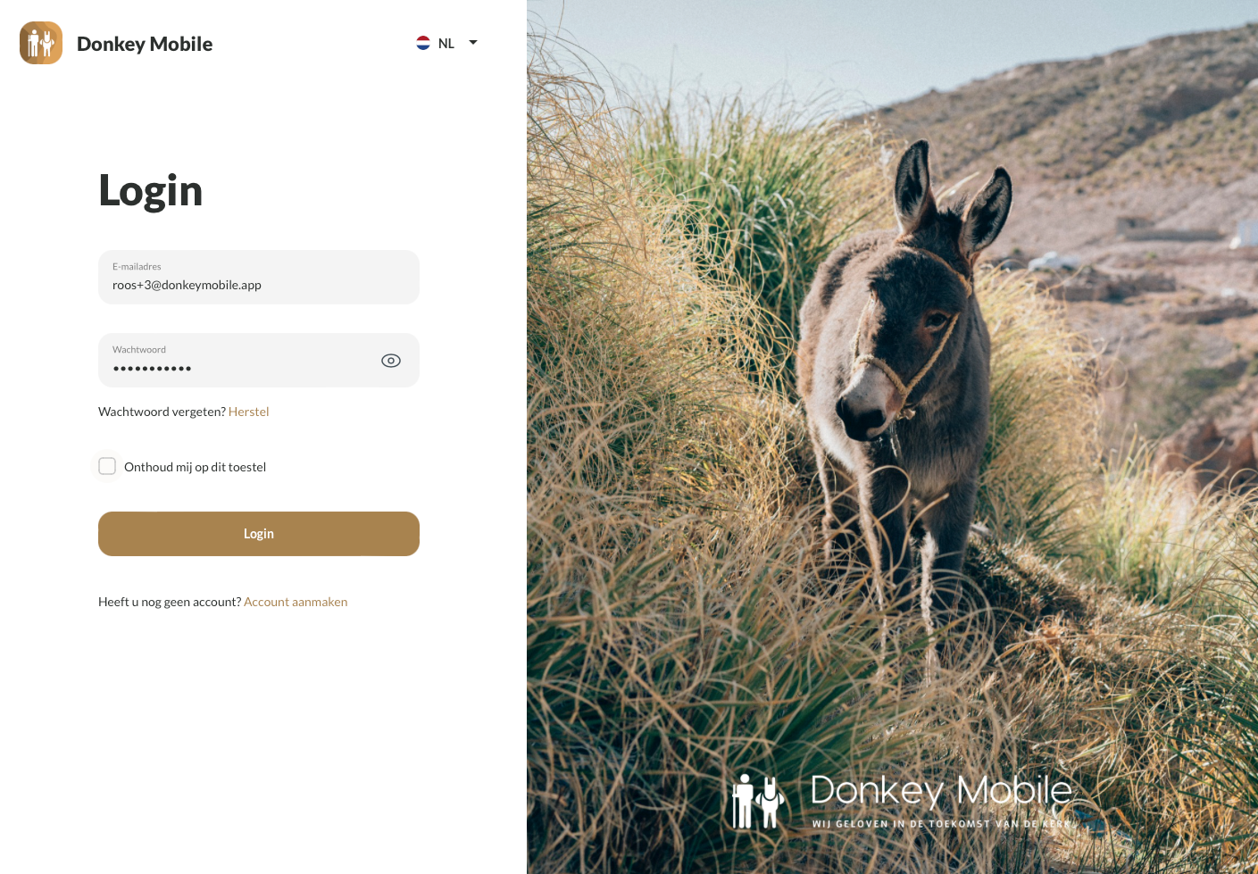 login pagina donkey mobile
