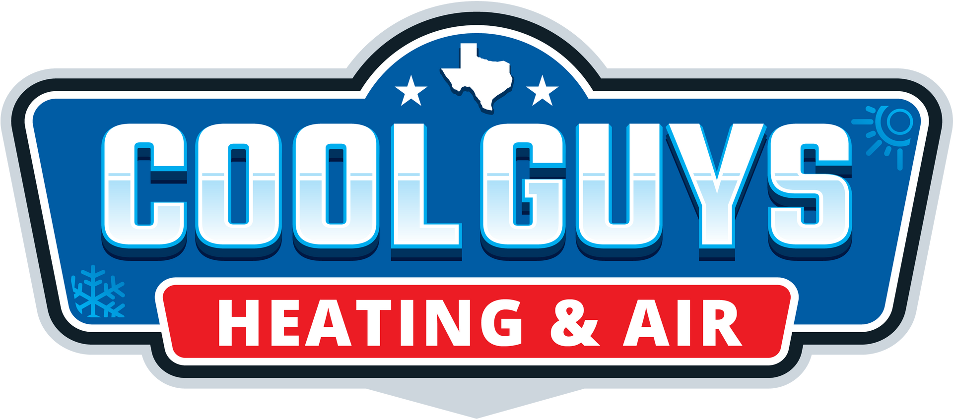 Hexagon logo with mountains, trees, and campfire in orange and blue. Company name is white.