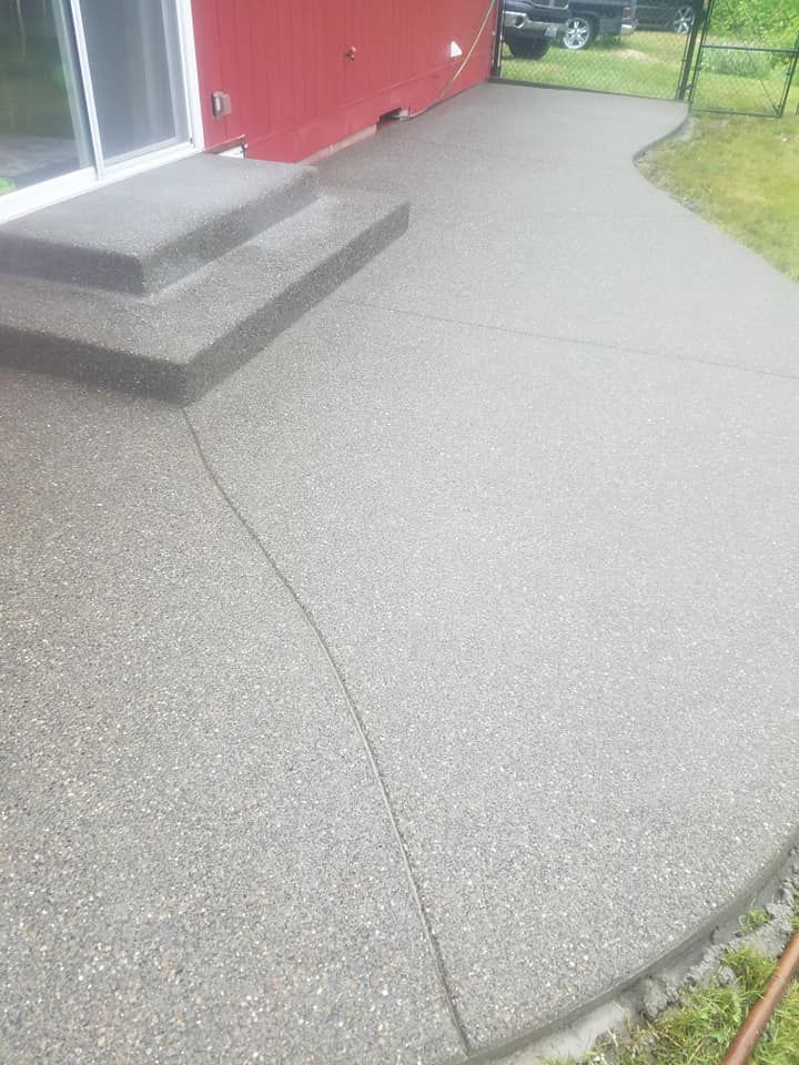 Custom formed concrete steps with textured finish