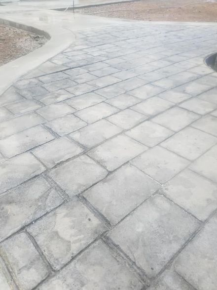 Decorative concrete surface featuring square stone texture layout
