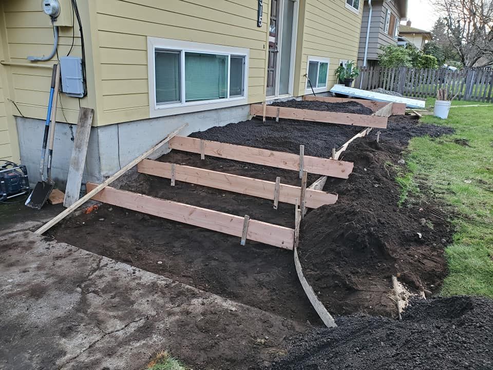 Framed concrete entry steps ready for pour