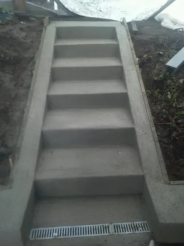 Custom concrete stair installation with clean formed edges