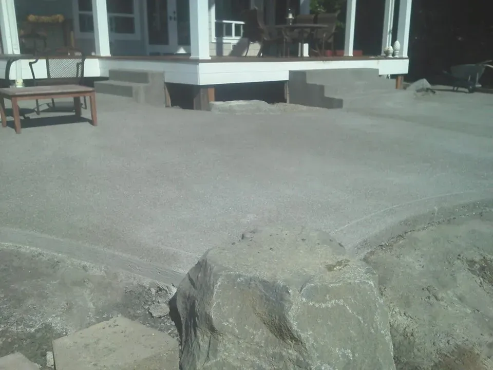Exposed aggregate patio installation in Olympia, WA
