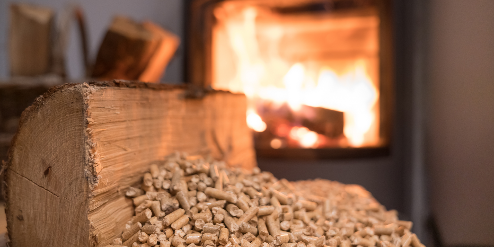 woman sitting by fireplace