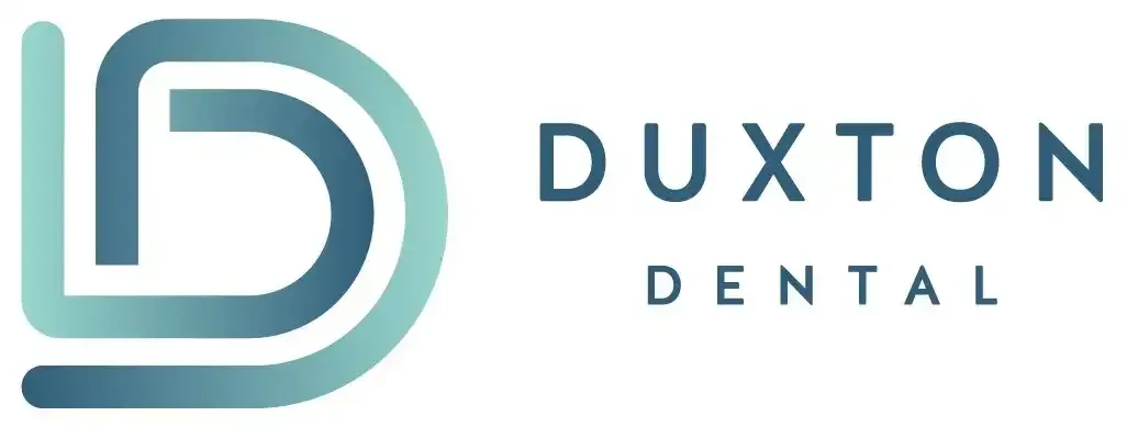 a blue and white logo for duxton dental