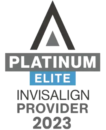 A logo for a platinum elite invisalign provider in 2023.