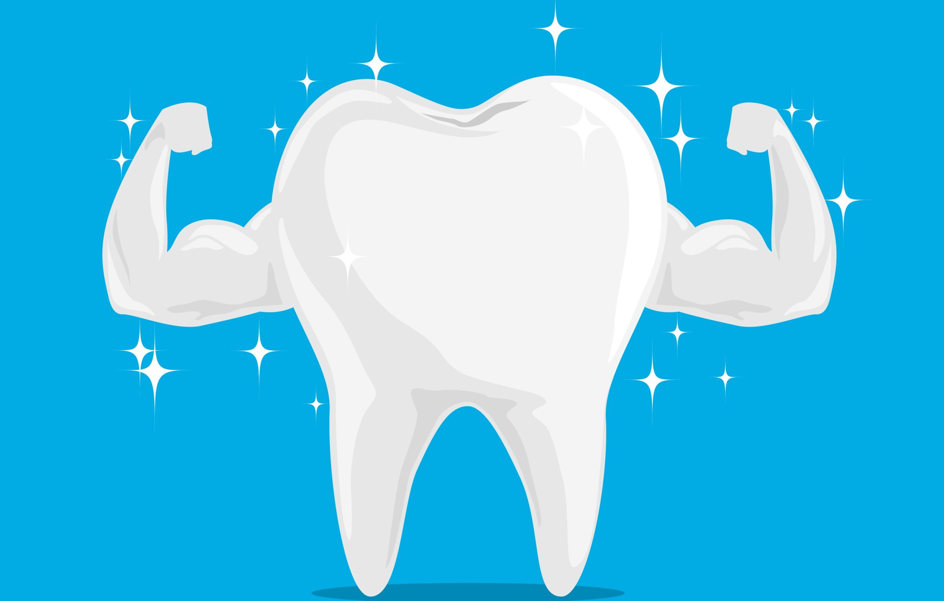 Cartoon Strong Armed Tooth. Duxton Dental - Innovative and Caring Dentists Christchurch