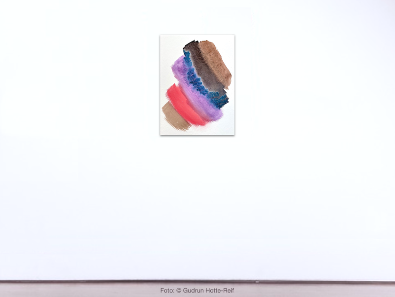 Bildnummer 2616 , Ohne Titel, Aquarell und Tusche auf Büttenpapier, Maße 48 mal 36 cm, Gudrun Hotte-Reif 2025