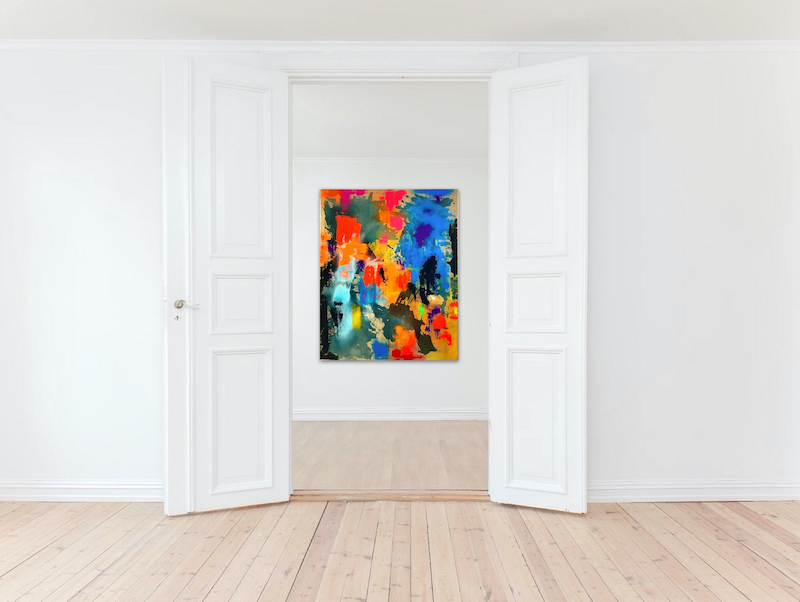 Bildnummer 3555, Hongkong, Acryl auf Leinen, Maße 130 x 160 cm, Gudrun Hotte Reif 2022