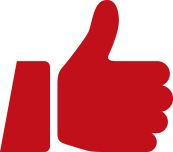 Red thumbs up gesture.