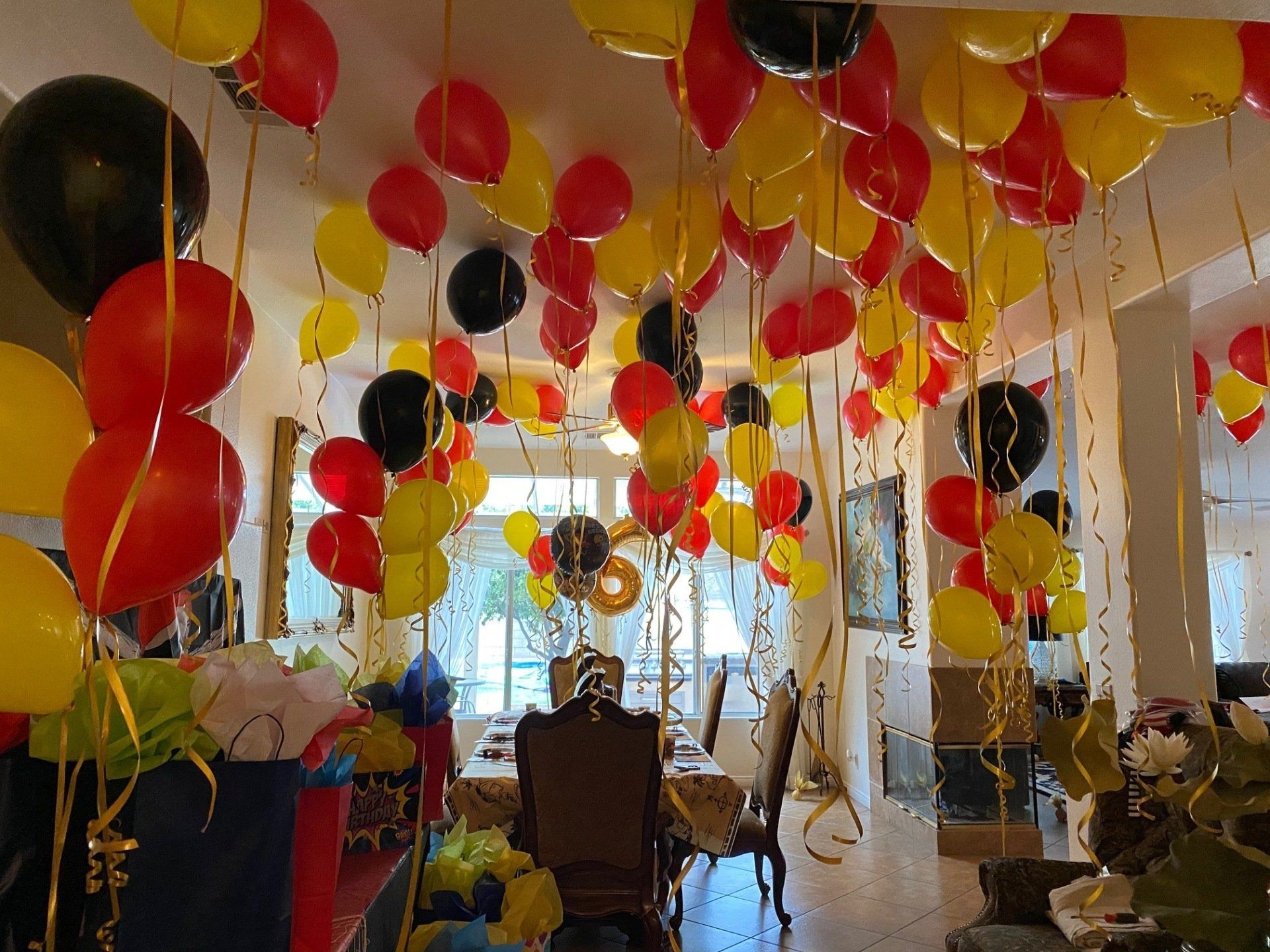 Red, Black & yellow balloons