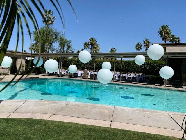 Balloons around the pool