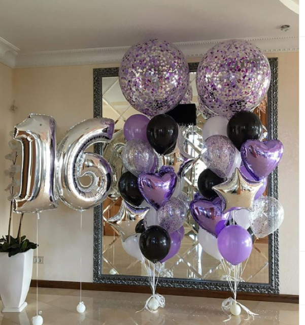 Purple sweet 16 balloons