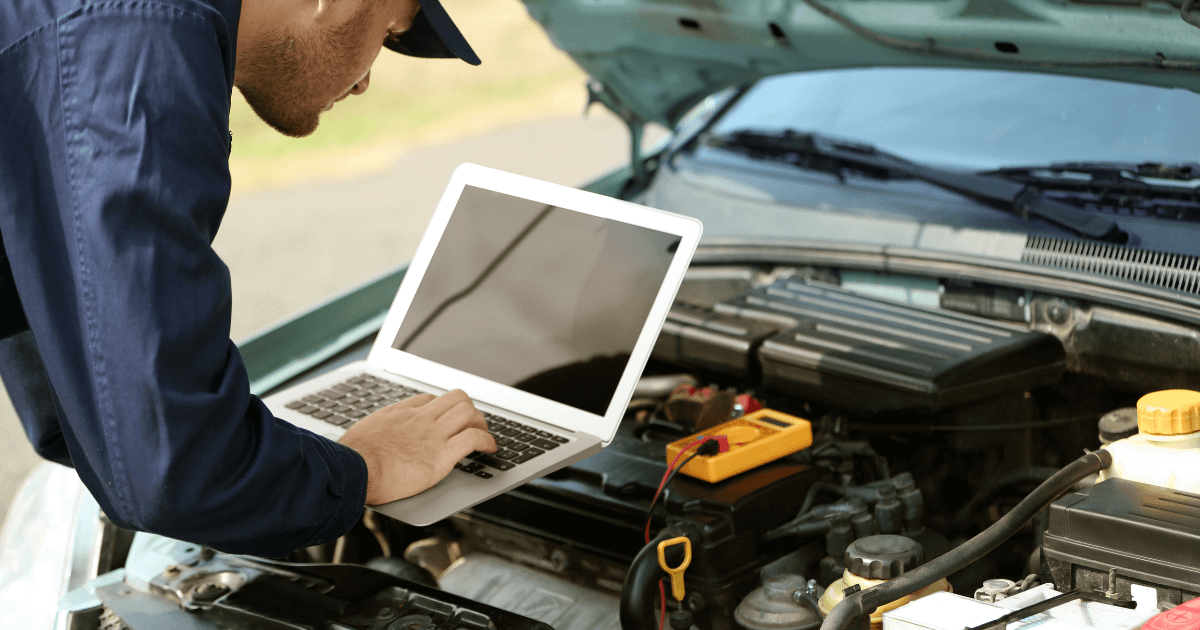 a mechanic doing a diagnostic evaluation