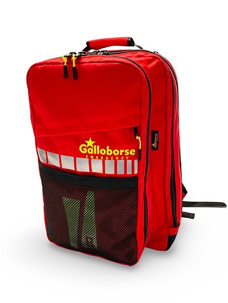 Zaino da soccorso ed emergenza 118 con tasca frontale in rete e cordura.