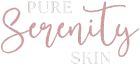 Logo for "Pure Serenity Skin" in script font; "Serenity" is pink, other words are pale gray.