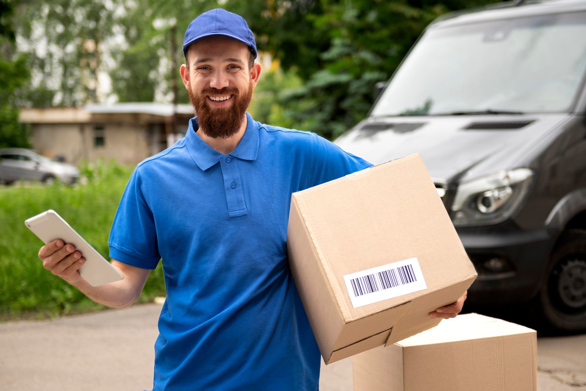 delivery person holding a package