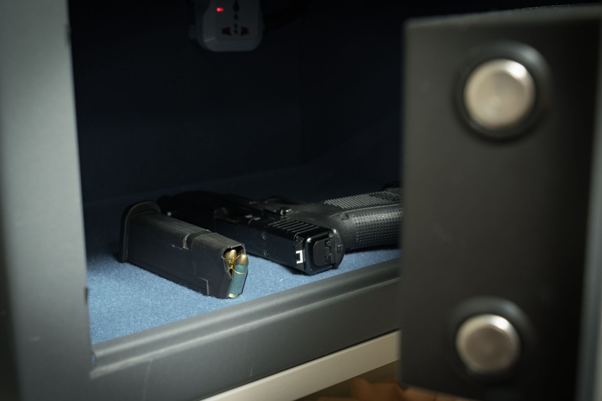 A gun kept in a safe