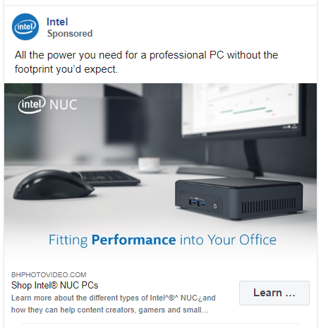 contoh facebook ads intel