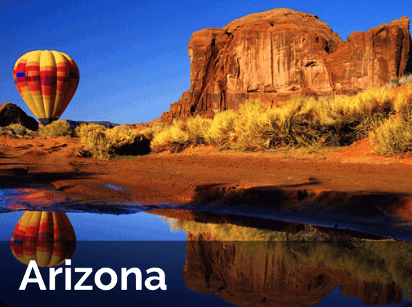 Hot Air Ballon Rising From Arizona Landscape