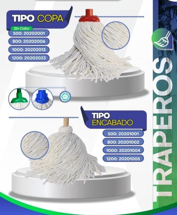 Anuncio de trapeador. Arriba se muestra un trapeador