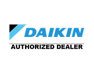 Daikin Authorized Dealer logo in blue and black on white background