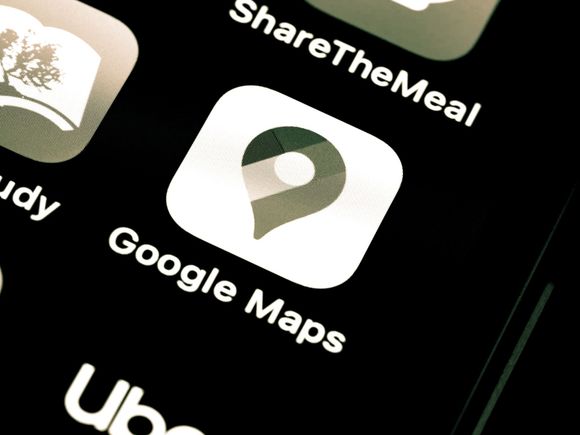 A close up of a google maps app on a phone