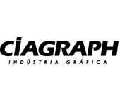 Logotipo em preto e branco da Ciagraph Indústria Gráfica. O texto apresenta o nome em negrito acima da frase 