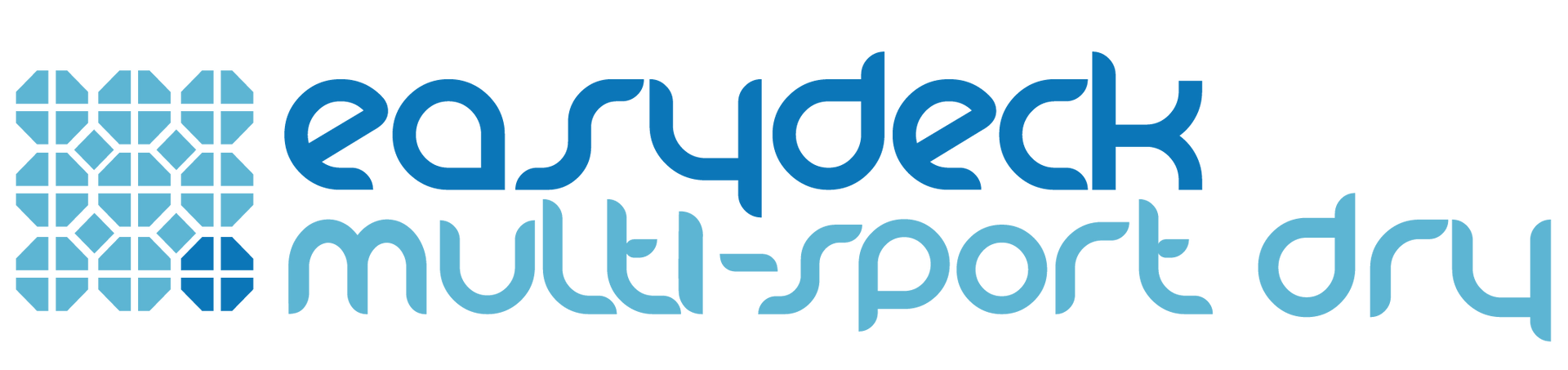 un logotipo azul y blanco para el secado multideporte easydeck