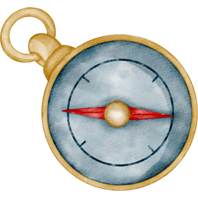watercolor illustration of a compass