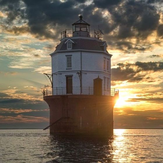 Photo of the lighthouse at sunrise provided by photographer Rick Frankle