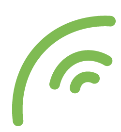 Ein grünes Wellensymbol auf weissem Hintergrund.