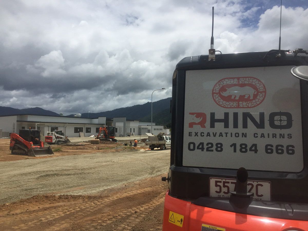 Construction Site With a Rhino Excavation Crane, Heavy Machinery — Rhino Excavator & Bobcat Hire in Trinity Beach, QLD