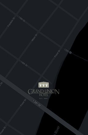 A black and white map of the grand union hotel.