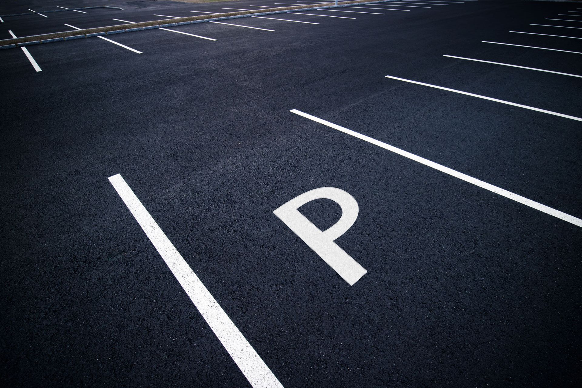 Parking stripes on asphalt