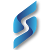Blue, stylized letter 