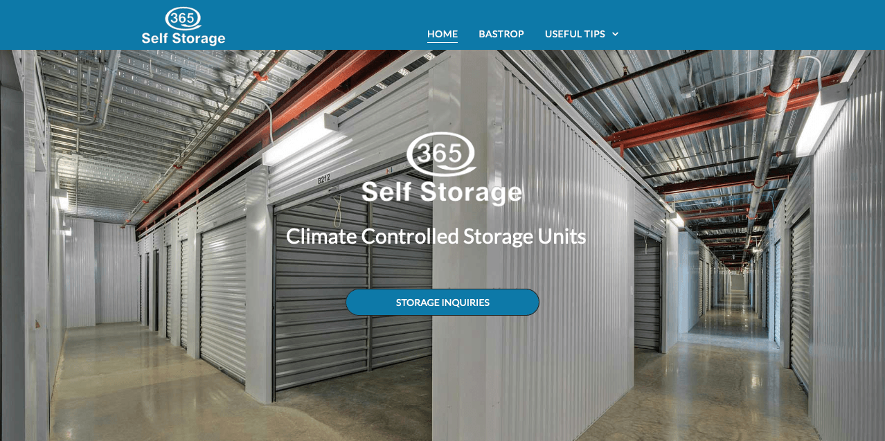 A screenshot of the website for self storage.